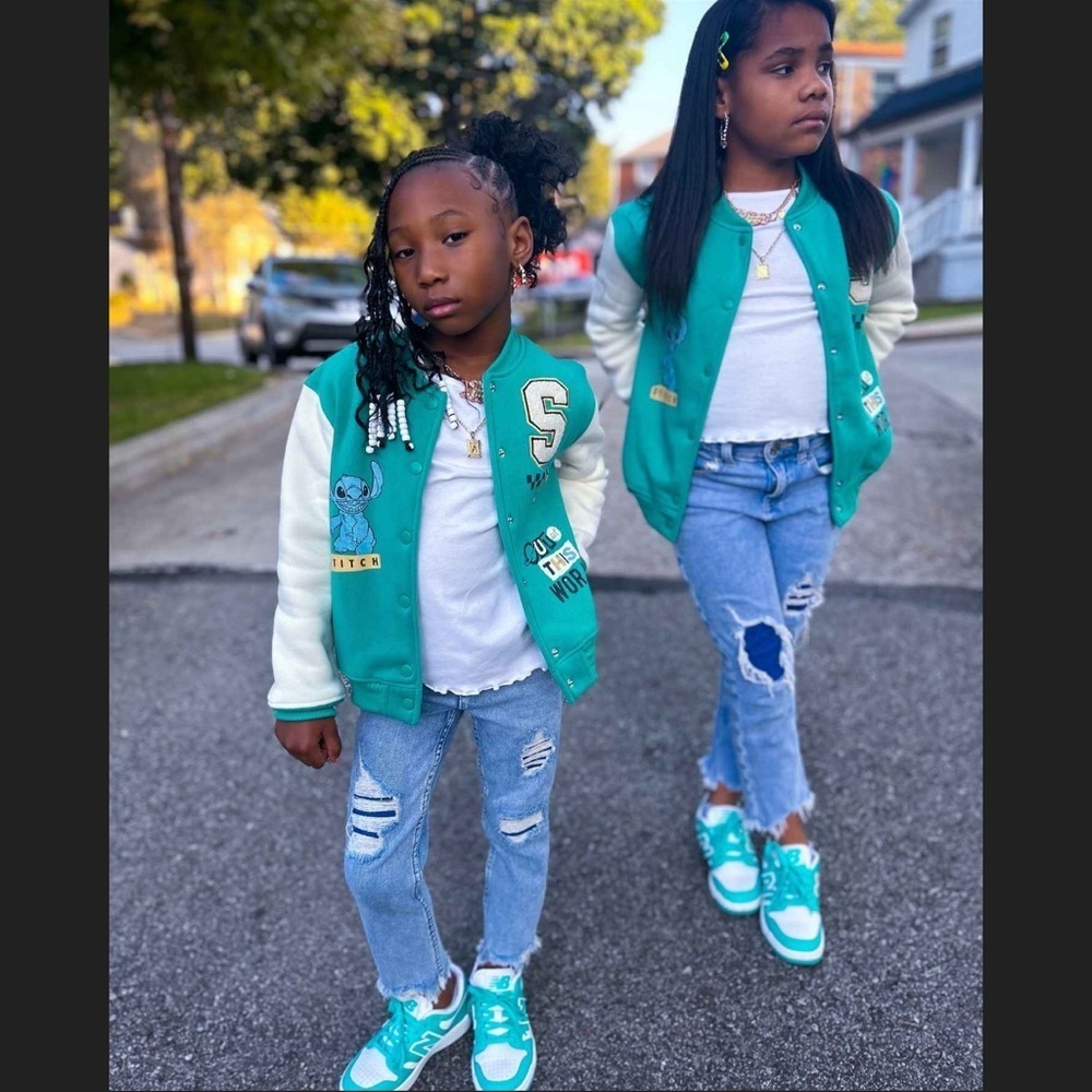 Disney Kids Teal and White Varsity Jacket NWT